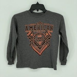 Youth AMERICAN FIGHTER Gray and Orange Print Long Sleeve T-Shirt
